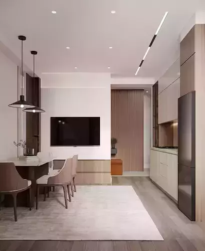 LIVINGROOM  KITCHEN MODERN STYLE  3D INTERIOR SCENE 3D model 4