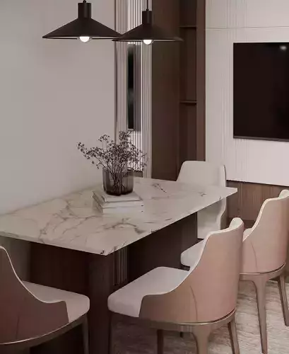 LIVINGROOM  KITCHEN MODERN STYLE  3D INTERIOR SCENE 3D model 2