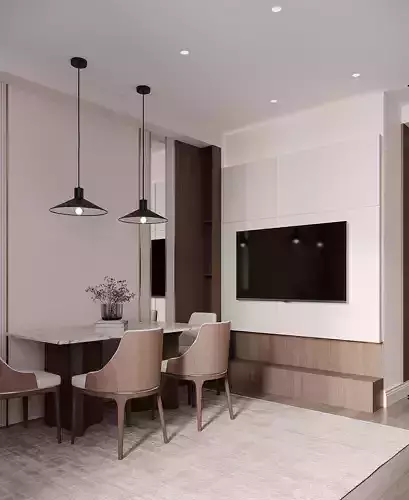 LIVINGROOM  KITCHEN MODERN STYLE  3D INTERIOR SCENE 3D model 5