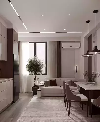 LIVINGROOM  KITCHEN MODERN STYLE  3D INTERIOR SCENE 3D model 3