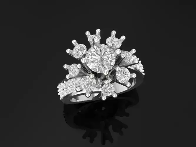 TJ 64 3D White Gold Diamond Earring 3D print model
