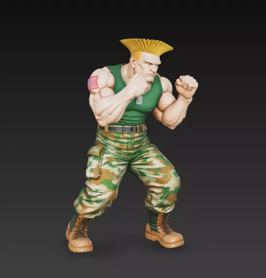 Guile from Street Fighter 3D print model
