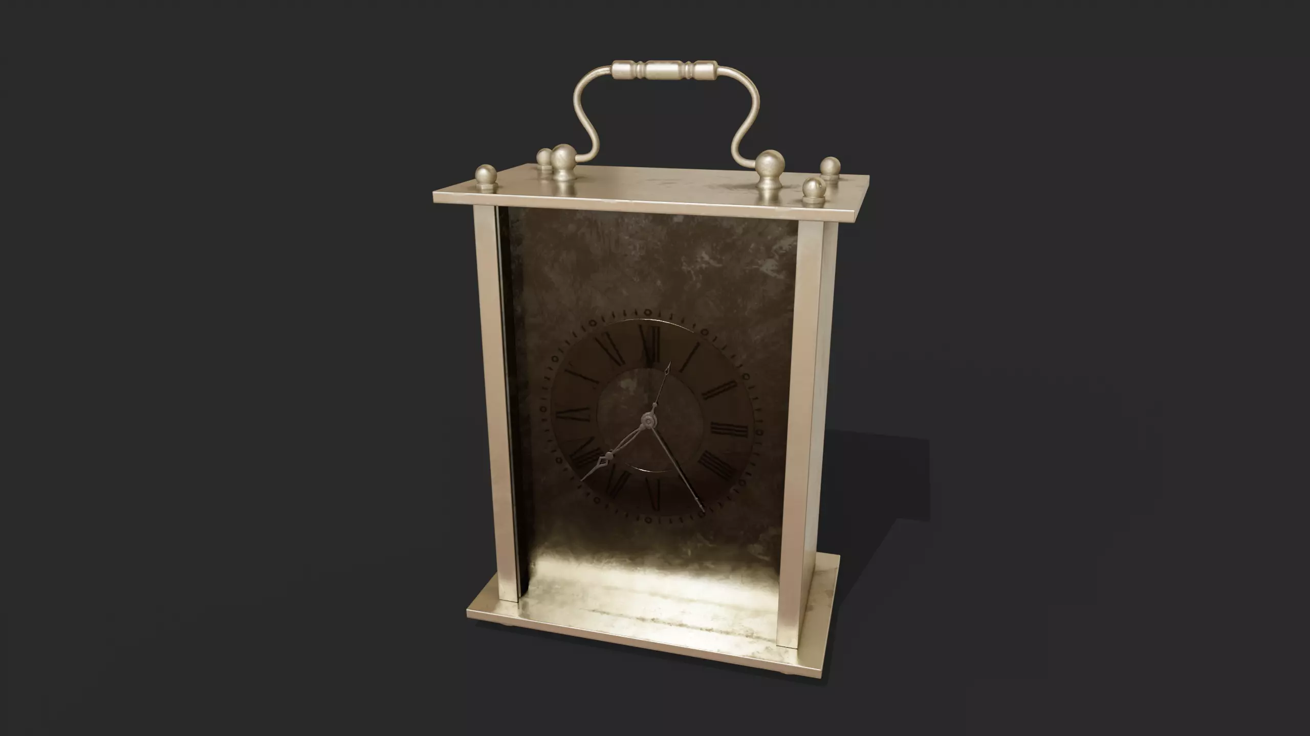 Animated Vintage Carriage Clock Low-poly 3D model