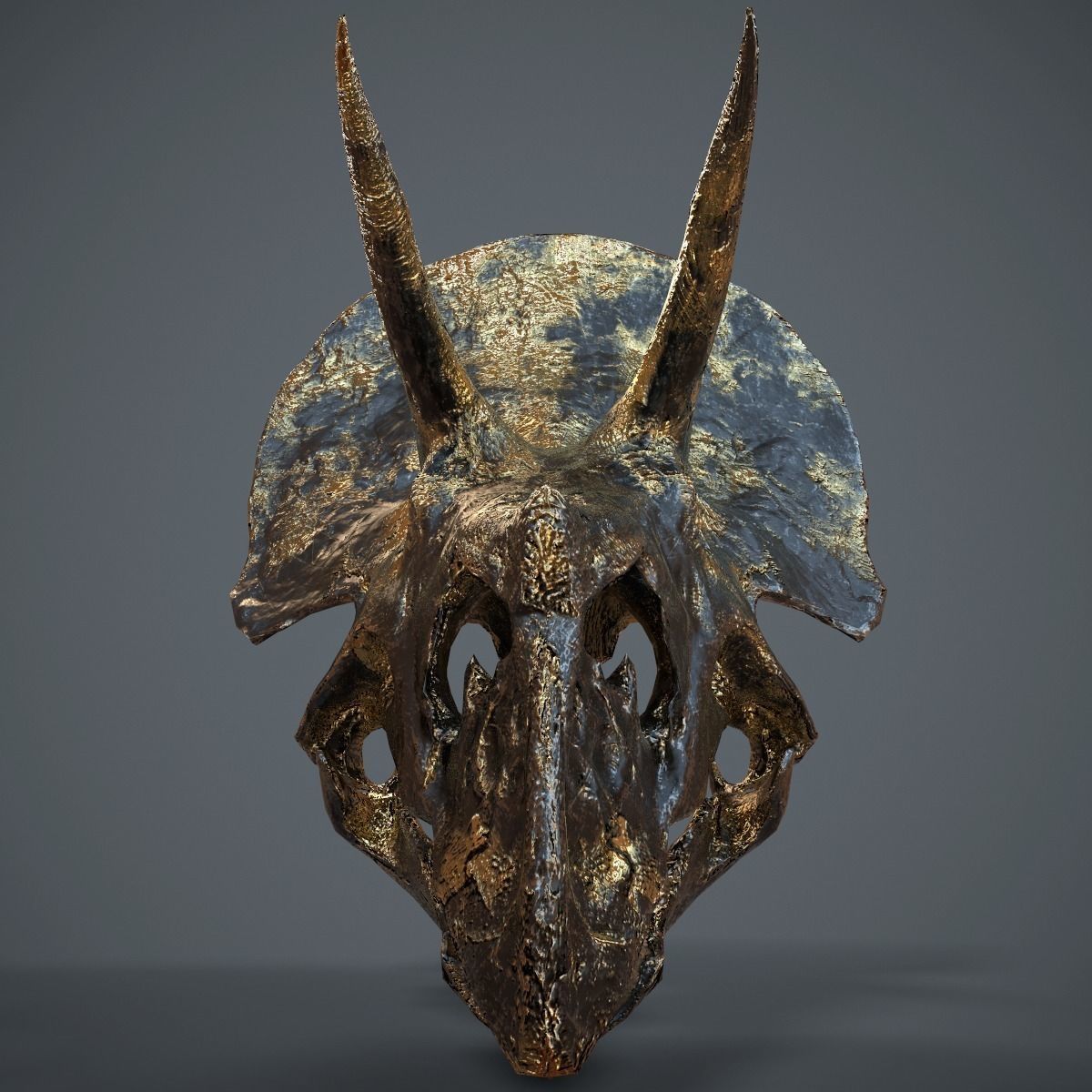Triceratops Golden Skull Low-poly 3D model_5