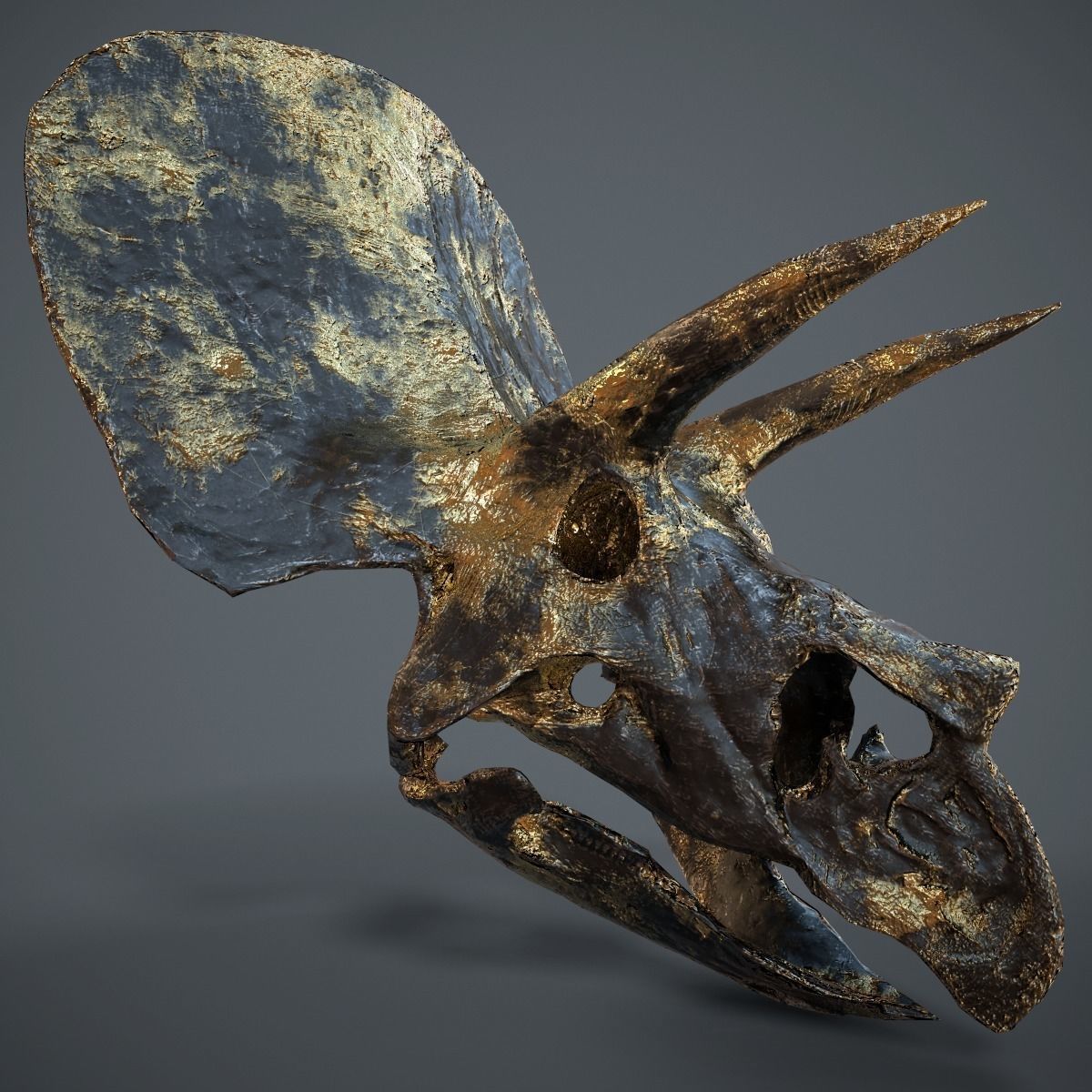 Triceratops Golden Skull Low-poly 3D model_0