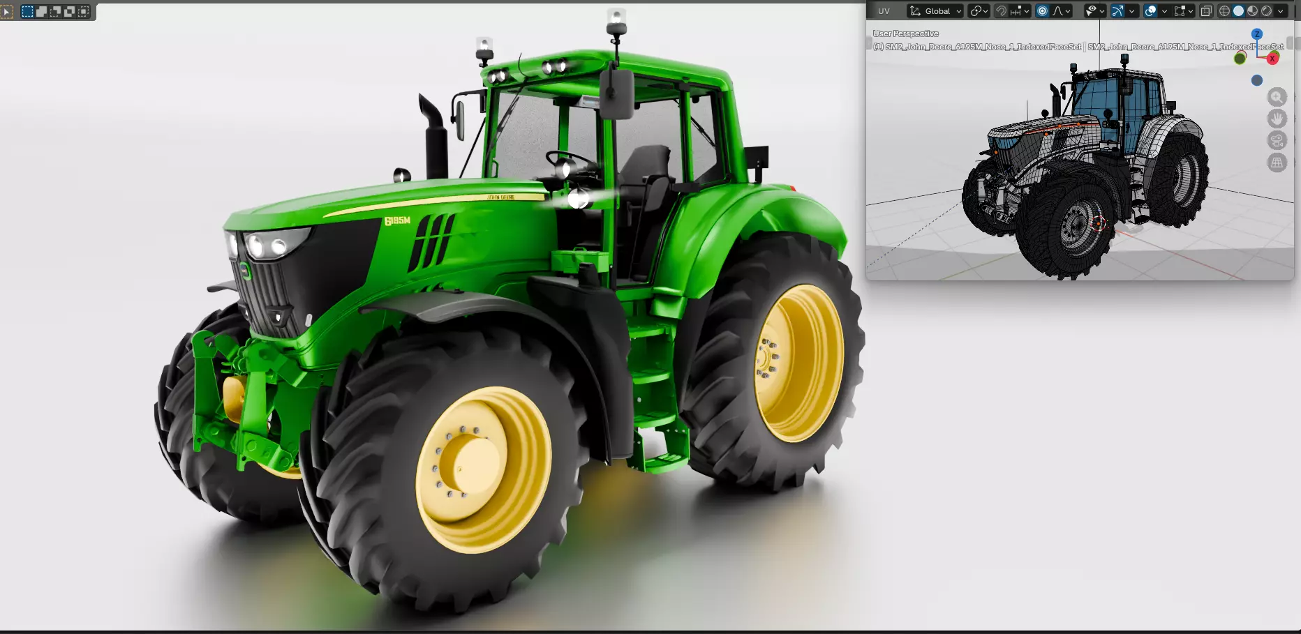 John Deere 6195M Utility Tractor Premium Model Low-poly 3D model