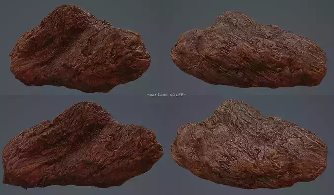martian cliff rock Low-poly 3D model