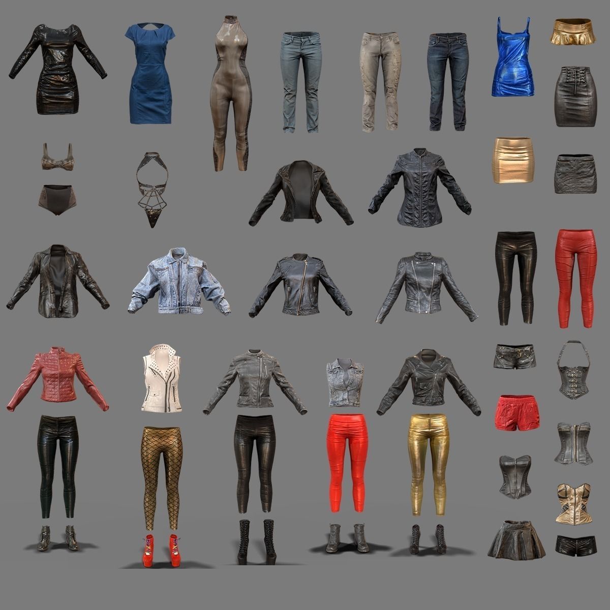 Clothing Collection 44 Pieces Low-poly 3D model