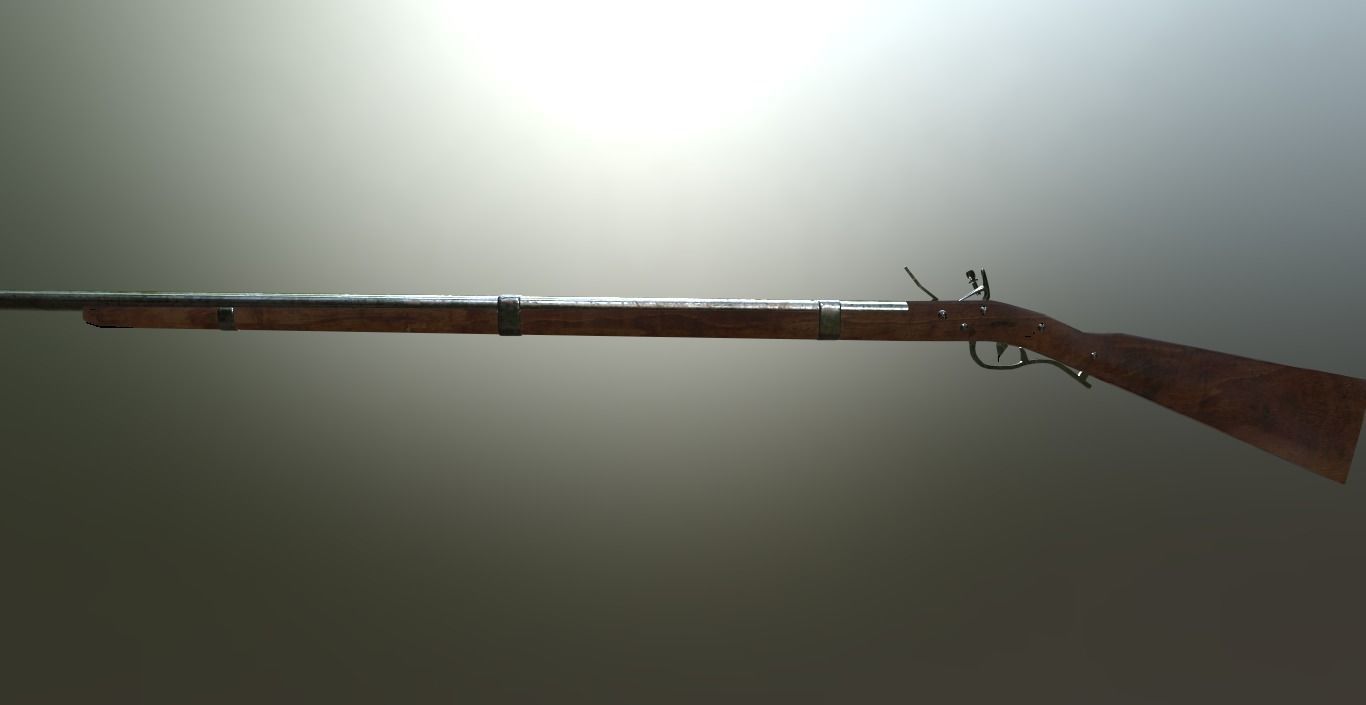 Springfield rifle 1842 Low-poly 3D model_6