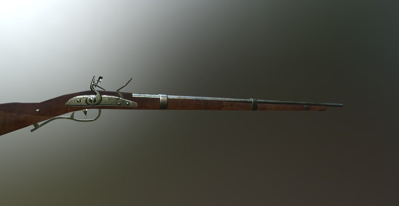 Springfield rifle 1842 Low-poly 3D model_8