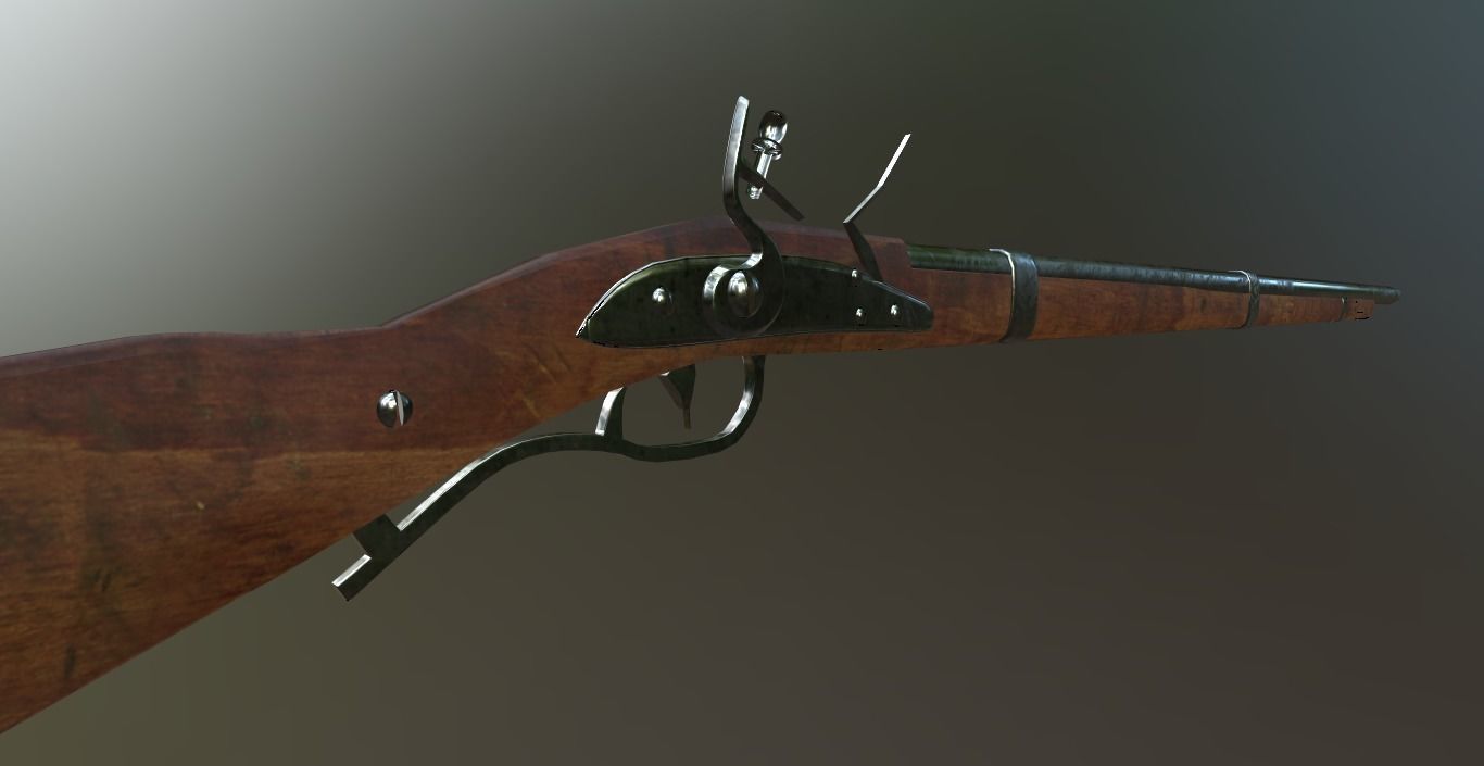 Springfield rifle 1842 Low-poly 3D model_3