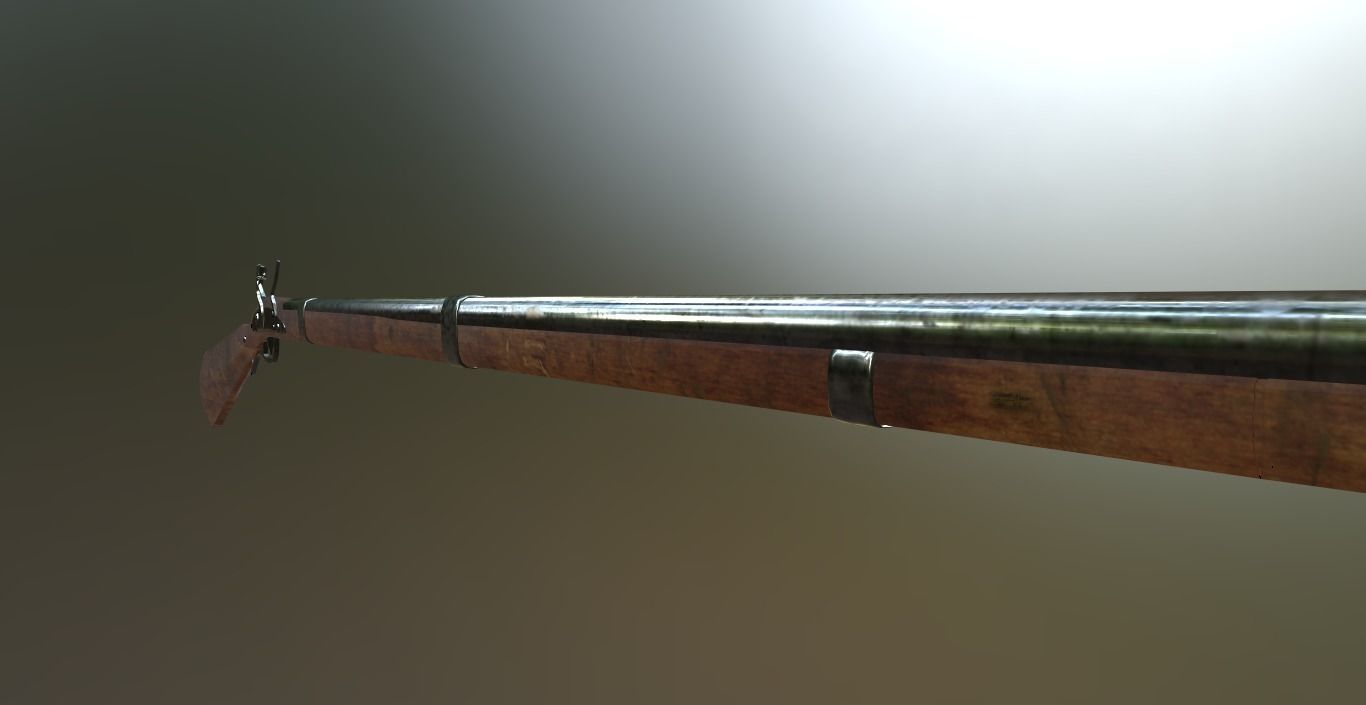 Springfield rifle 1842 Low-poly 3D model_4