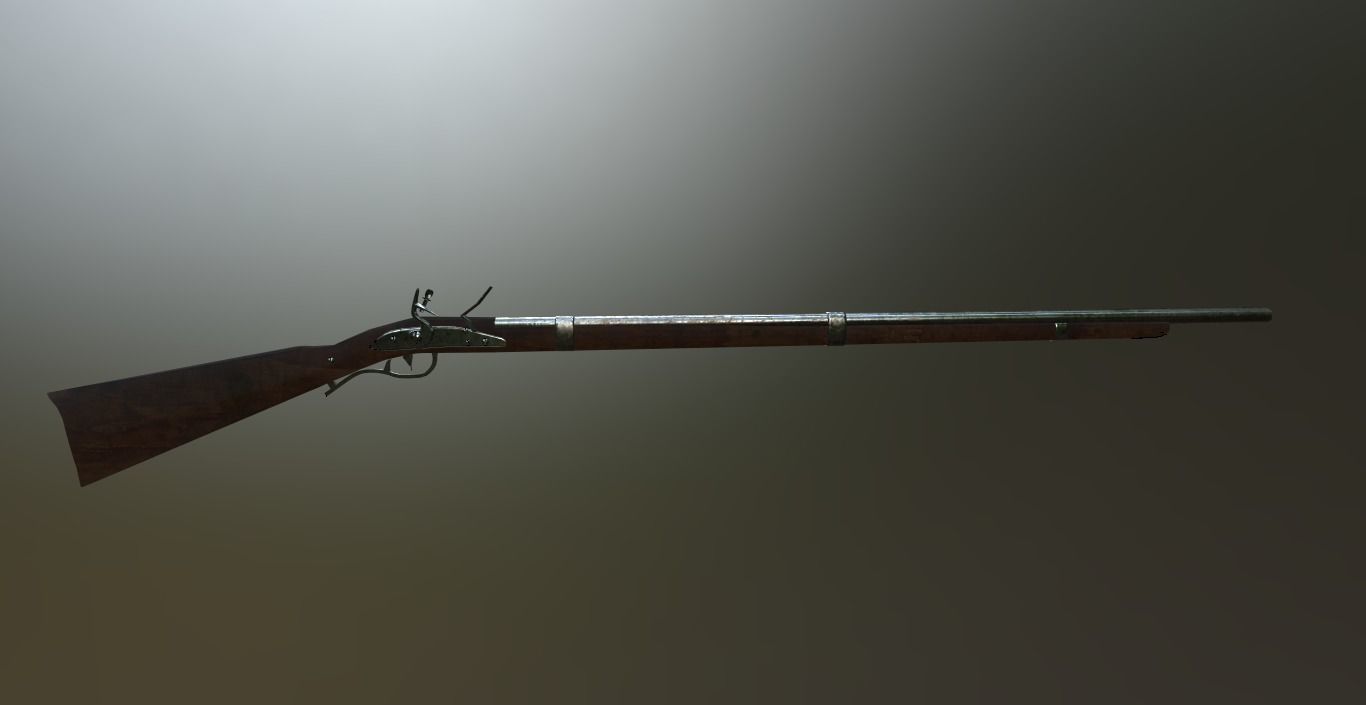 Springfield rifle 1842 Low-poly 3D model_1