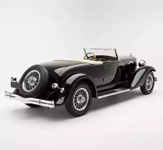 1929 Duesenberg Model J Convertible Coupe Low-poly 3D model 5
