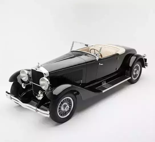 1929 Duesenberg Model J Convertible Coupe Low-poly 3D model 6