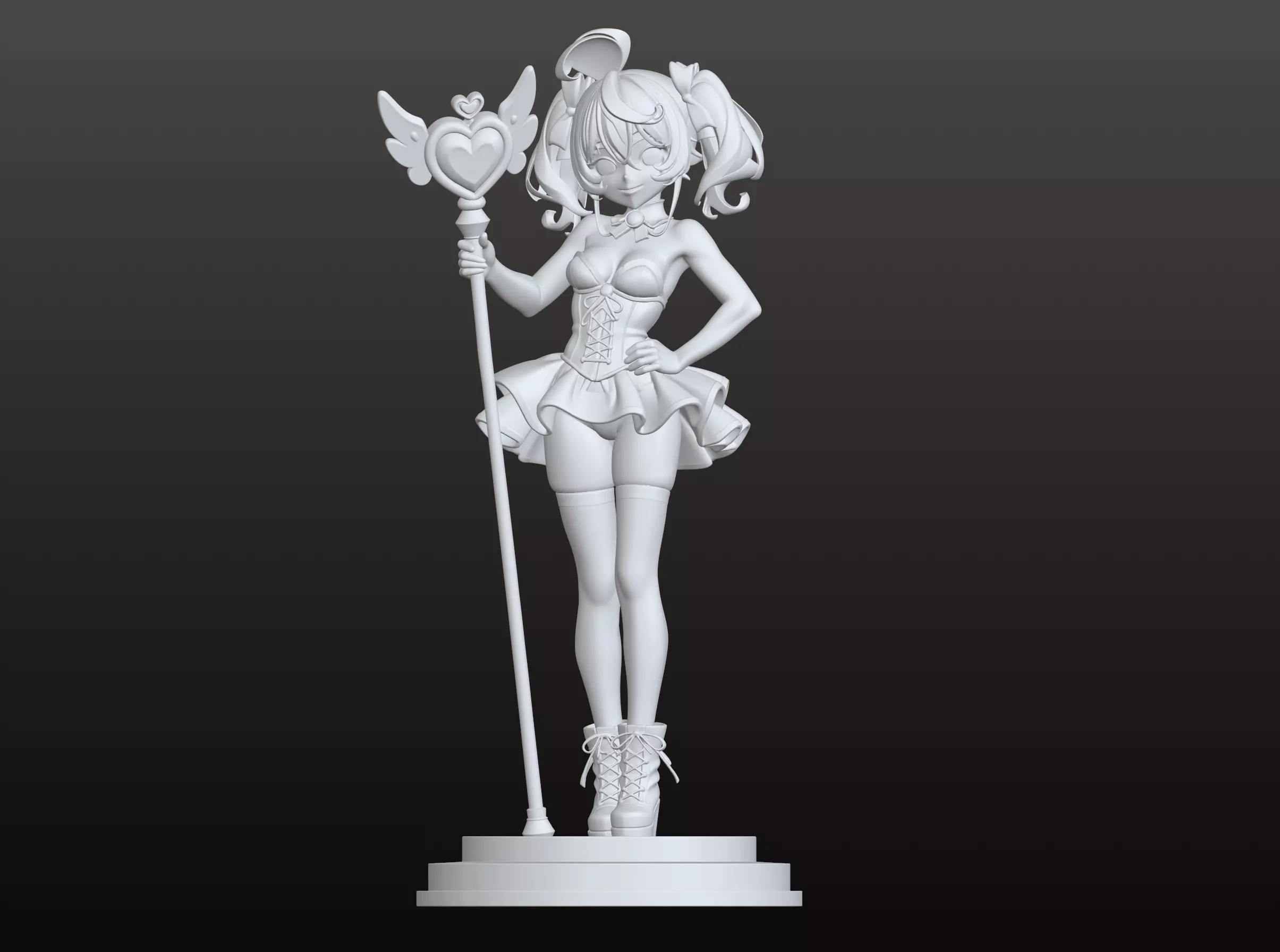 Magical Girl Heart Staff STL Anime Doll Style 3D print model
