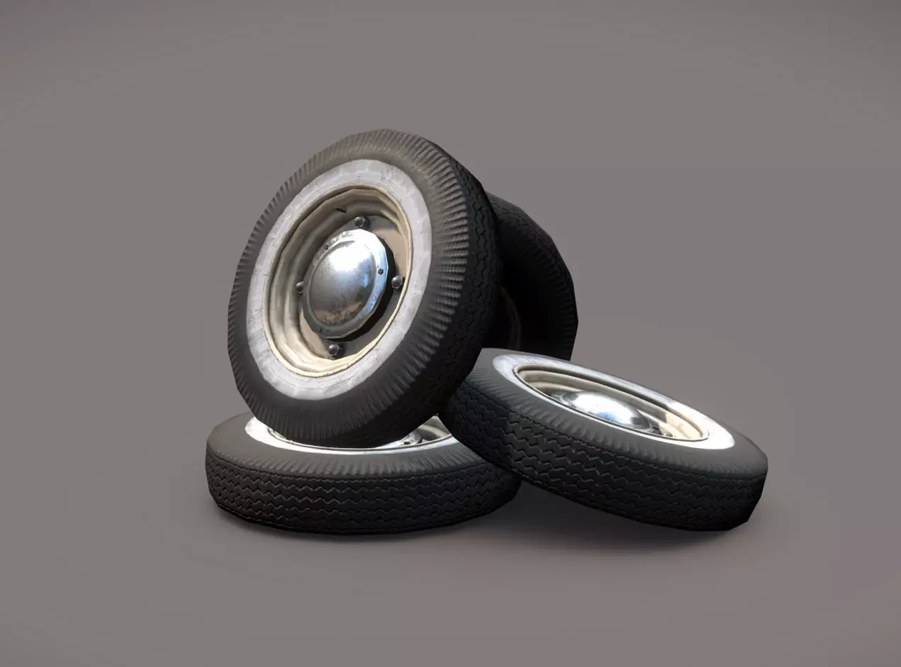 Car wheels ZAZ-965  Low-poly 3D model_0