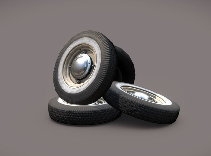Car wheels ZAZ-965  Low-poly 3D model