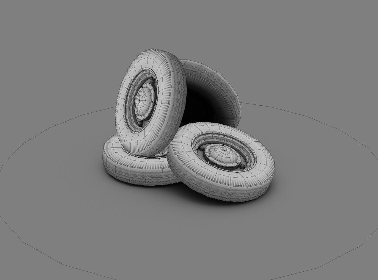 Car wheels ZAZ-965  Low-poly 3D model_2