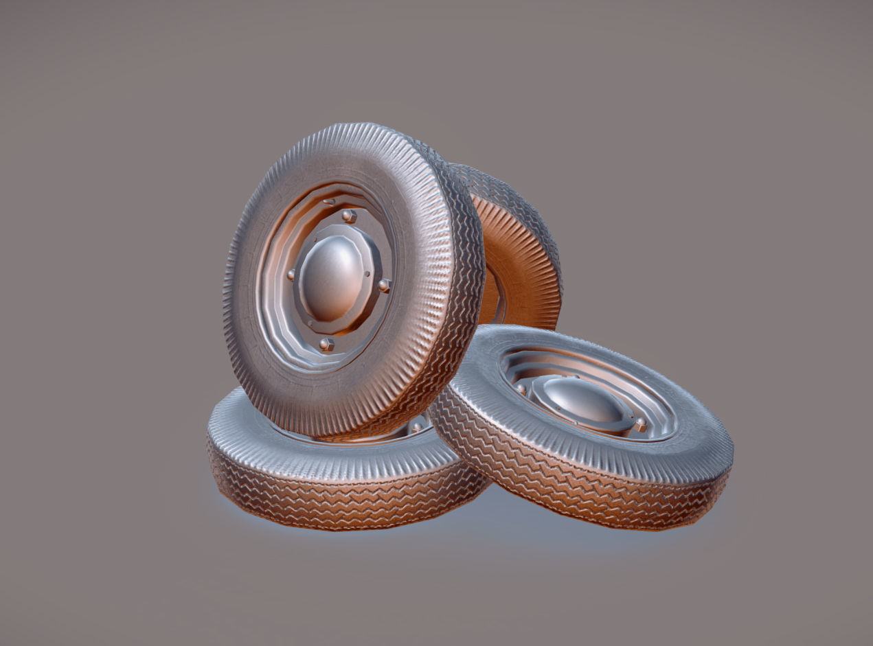 Car wheels ZAZ-965  Low-poly 3D model_4