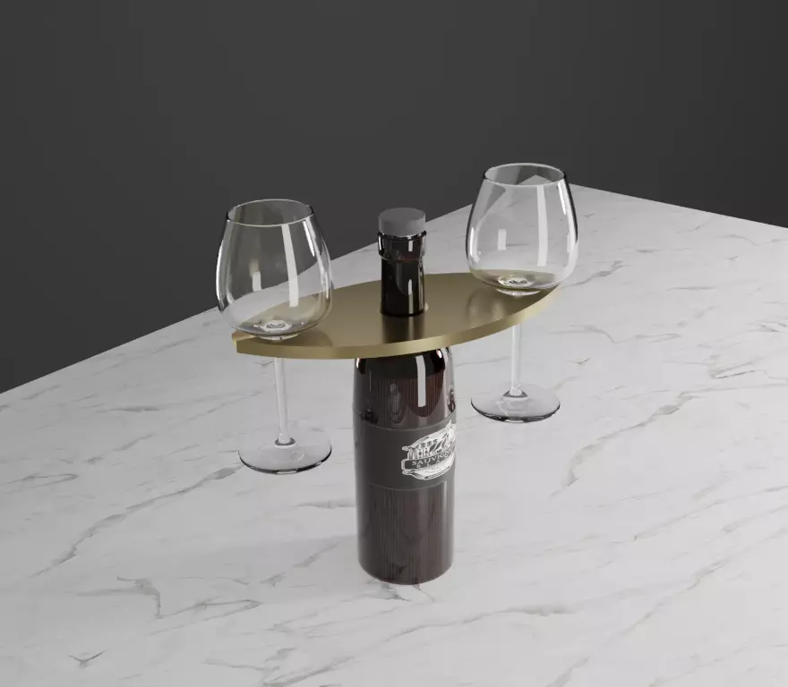 Wine Bottle and Glass Holder Free 3D print model