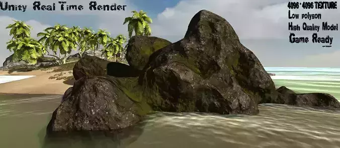 Rocks island with and palm trees