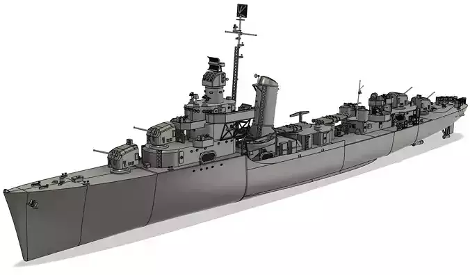 Sims Class Destroyer Model Clemson Class Destroyer 1-72 Scale RC Ship Model 3D model 3D printable ...