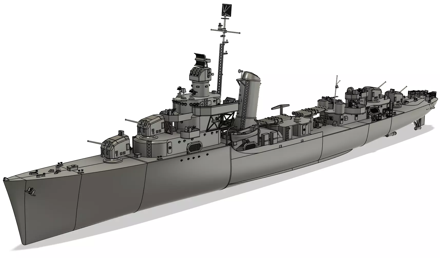 USS Hughes DD 410 - Sims Class Destroyer - RC Model 1-96 Scale 3D print model