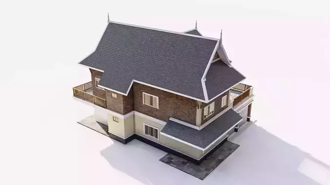 Contemporary Suburban Two-Story Home 3D Model 3D model 5