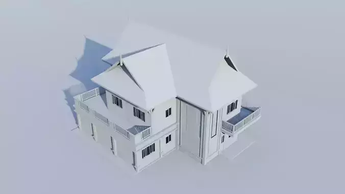 Contemporary Suburban Two-Story Home 3D Model 3D model 2