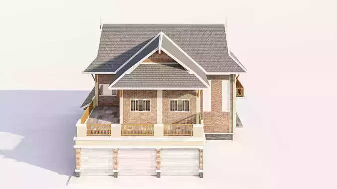Contemporary Suburban Two-Story Home 3D Model 3D model 4