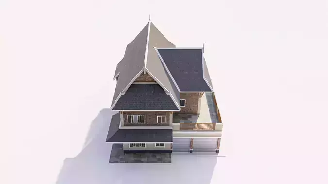 Contemporary Suburban Two-Story Home 3D Model 3D model 7