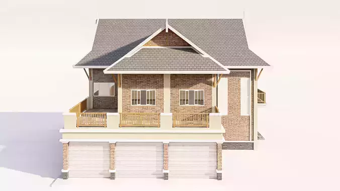 Contemporary Suburban Two-Story Home 3D Model 3D model 3
