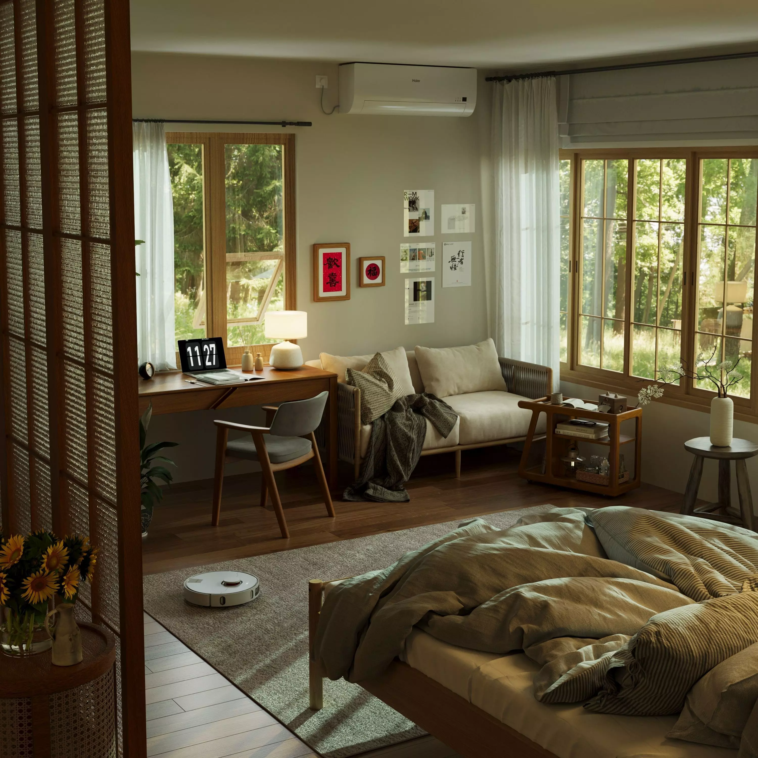 Bedroom interior scenes Low-poly 3D model