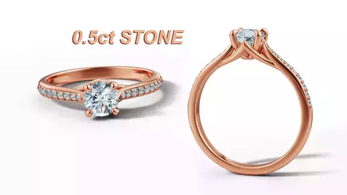 Trellis Solitaire Ring Half Carat Stone Engagement Ring ELIANA