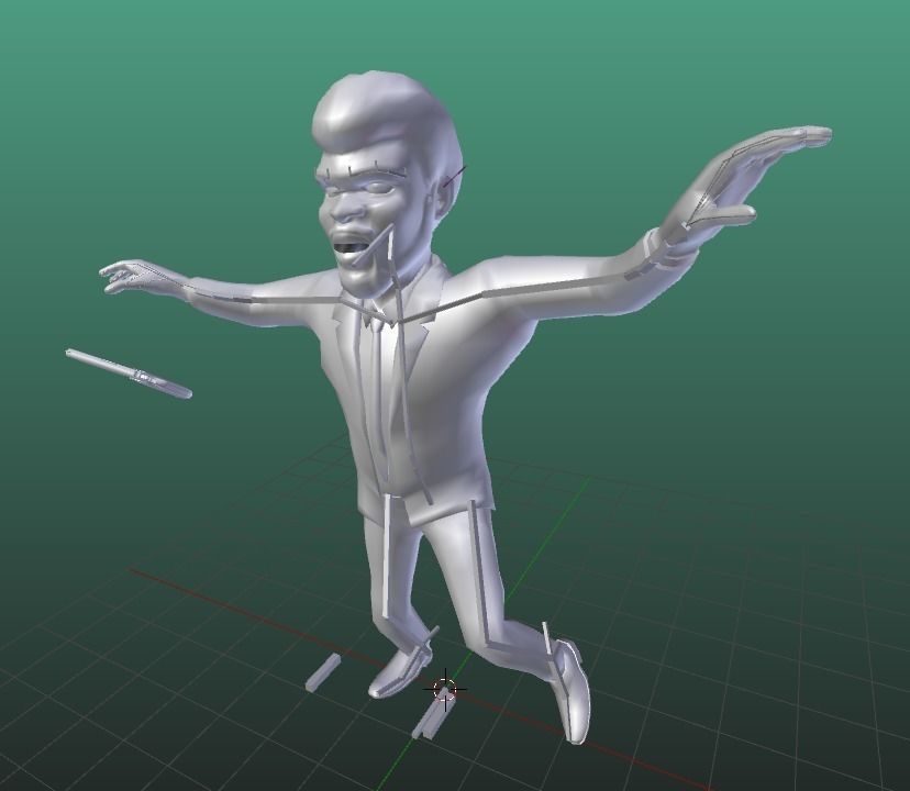 Samuel L Jackson with 9mm pistol Low-poly 3D model_2