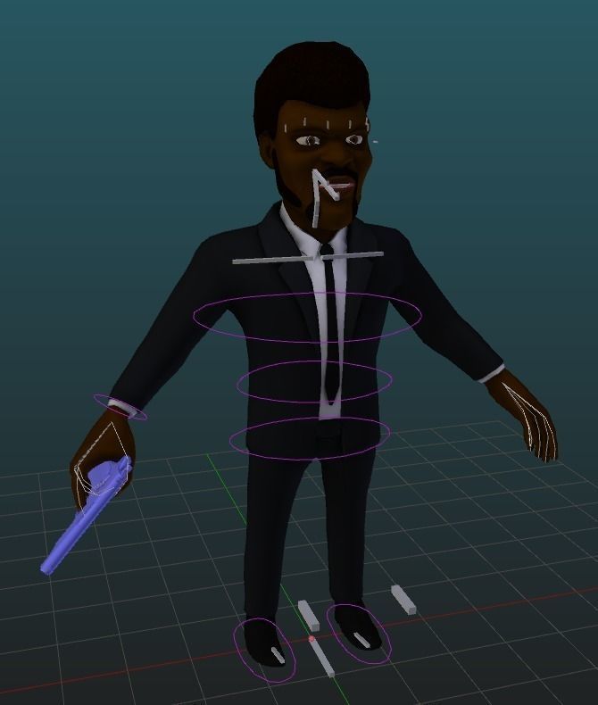 Samuel L Jackson with 9mm pistol Low-poly 3D model_3