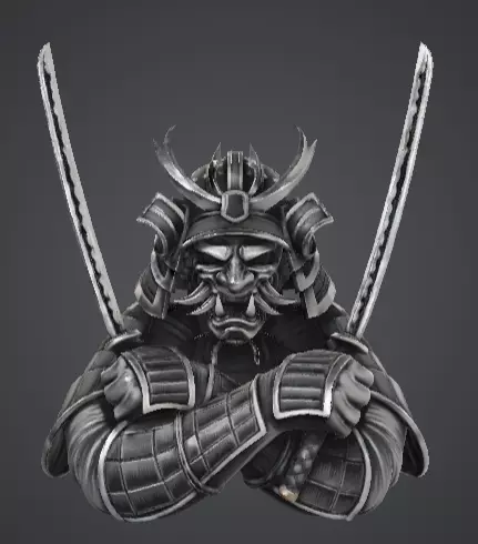 A samurai with dual katanas 3D print model