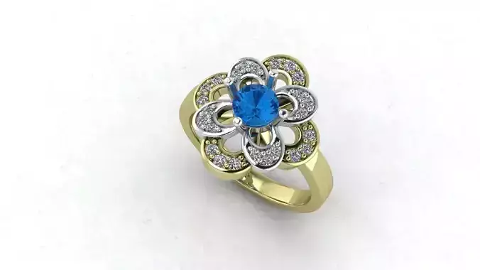 Gold Flower Engagement Ring Statement Ring Diamonds And Gems