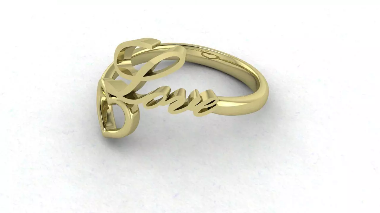 Love And Heart Gold Ring 3D print model