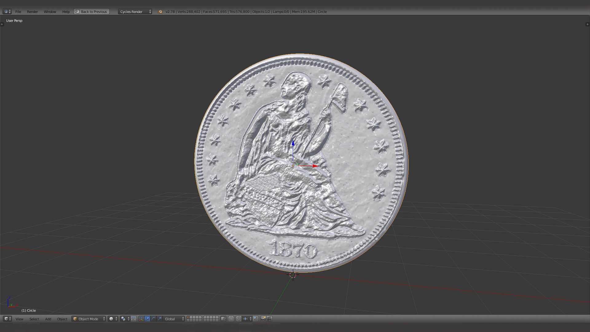 1870 S Seated Liberty Dollar US Coin 3D print model_4