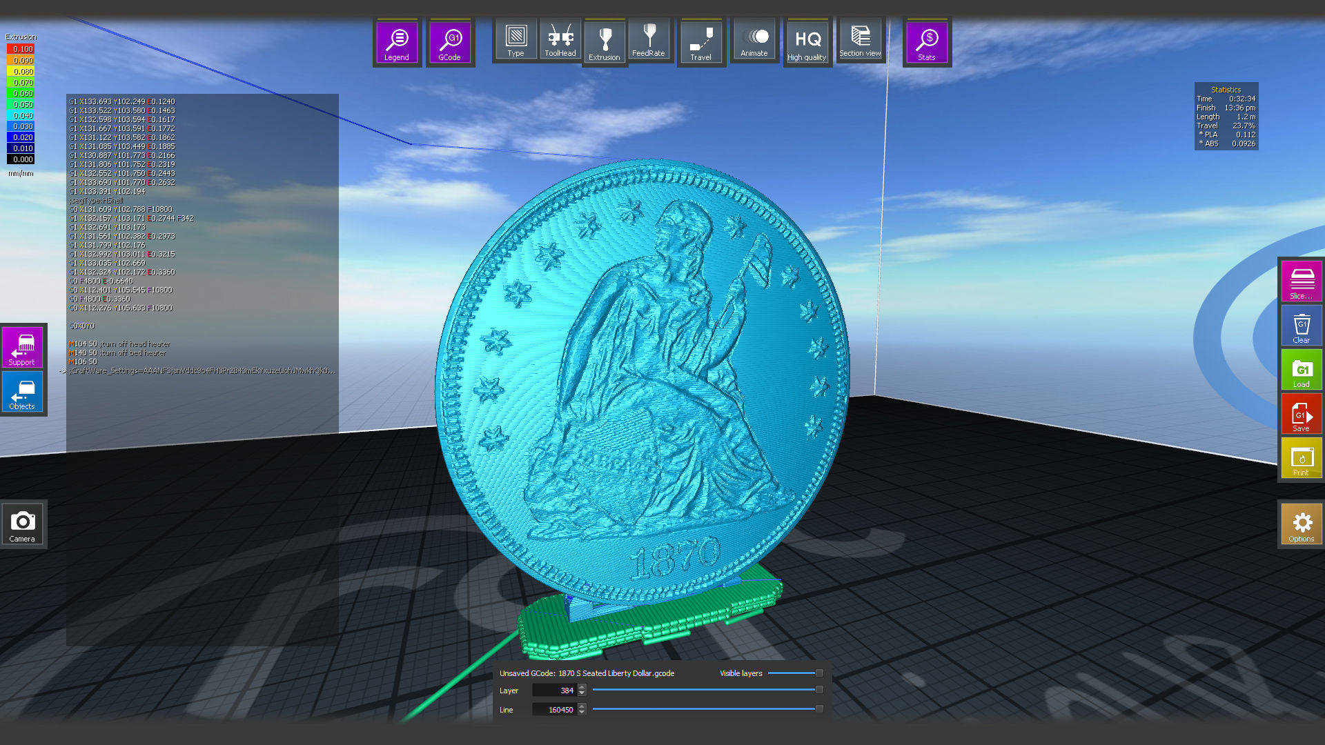 1870 S Seated Liberty Dollar US Coin 3D print model_2