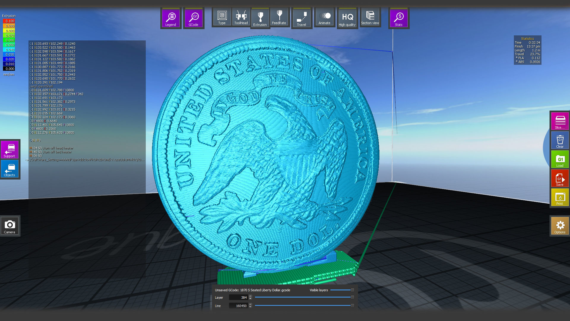 1870 S Seated Liberty Dollar US Coin 3D print model_3