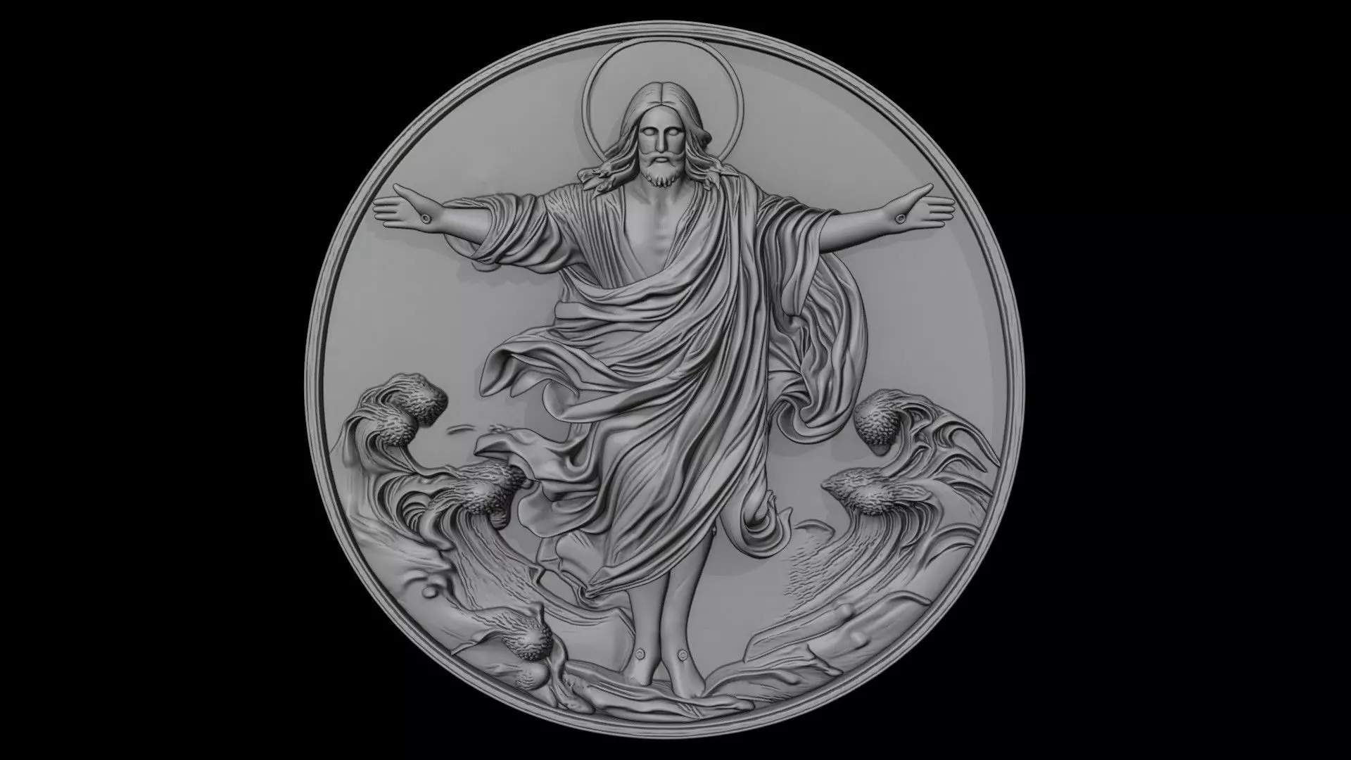 Jesus Walking on Water - 3D Printable Coin Sculpture 3D print model