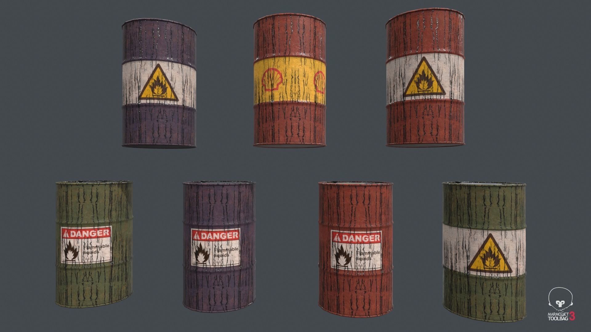 Metal Barrel PBR Game Ready Low-poly 3D model_8