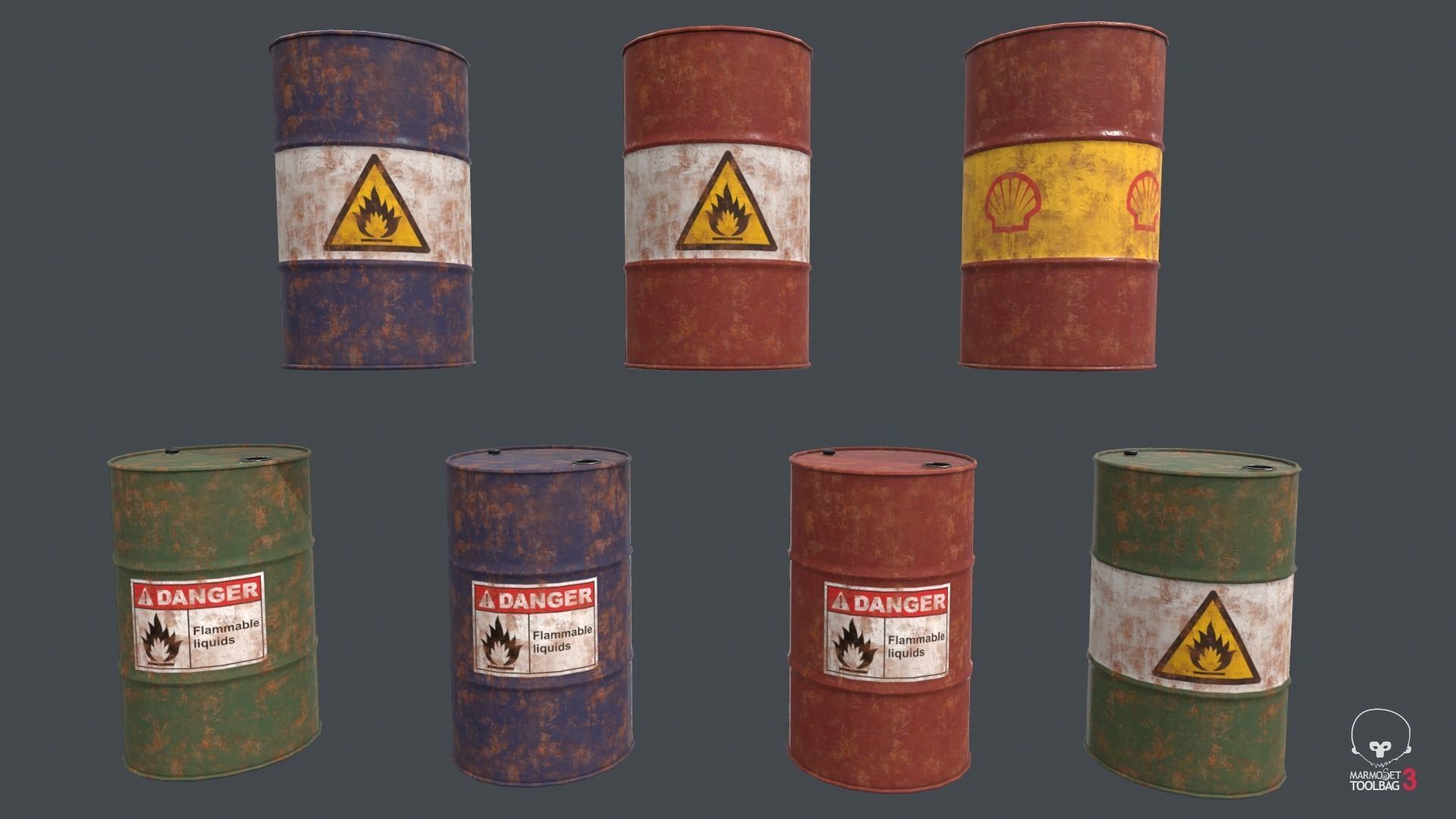 Metal Barrel PBR Game Ready Low-poly 3D model_3
