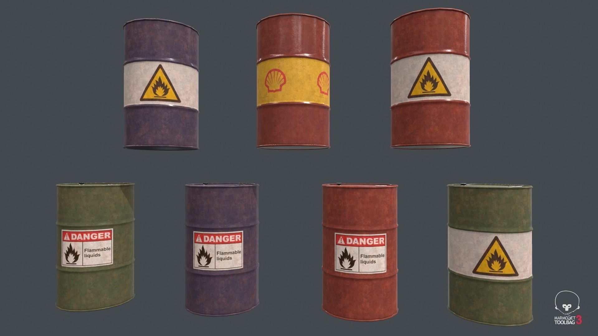 Metal Barrel PBR Game Ready Low-poly 3D model_6