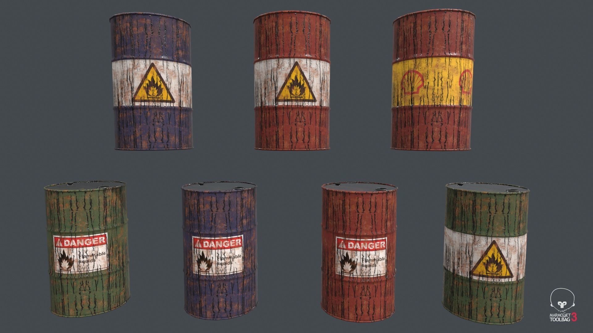 Metal Barrel PBR Game Ready Low-poly 3D model_4