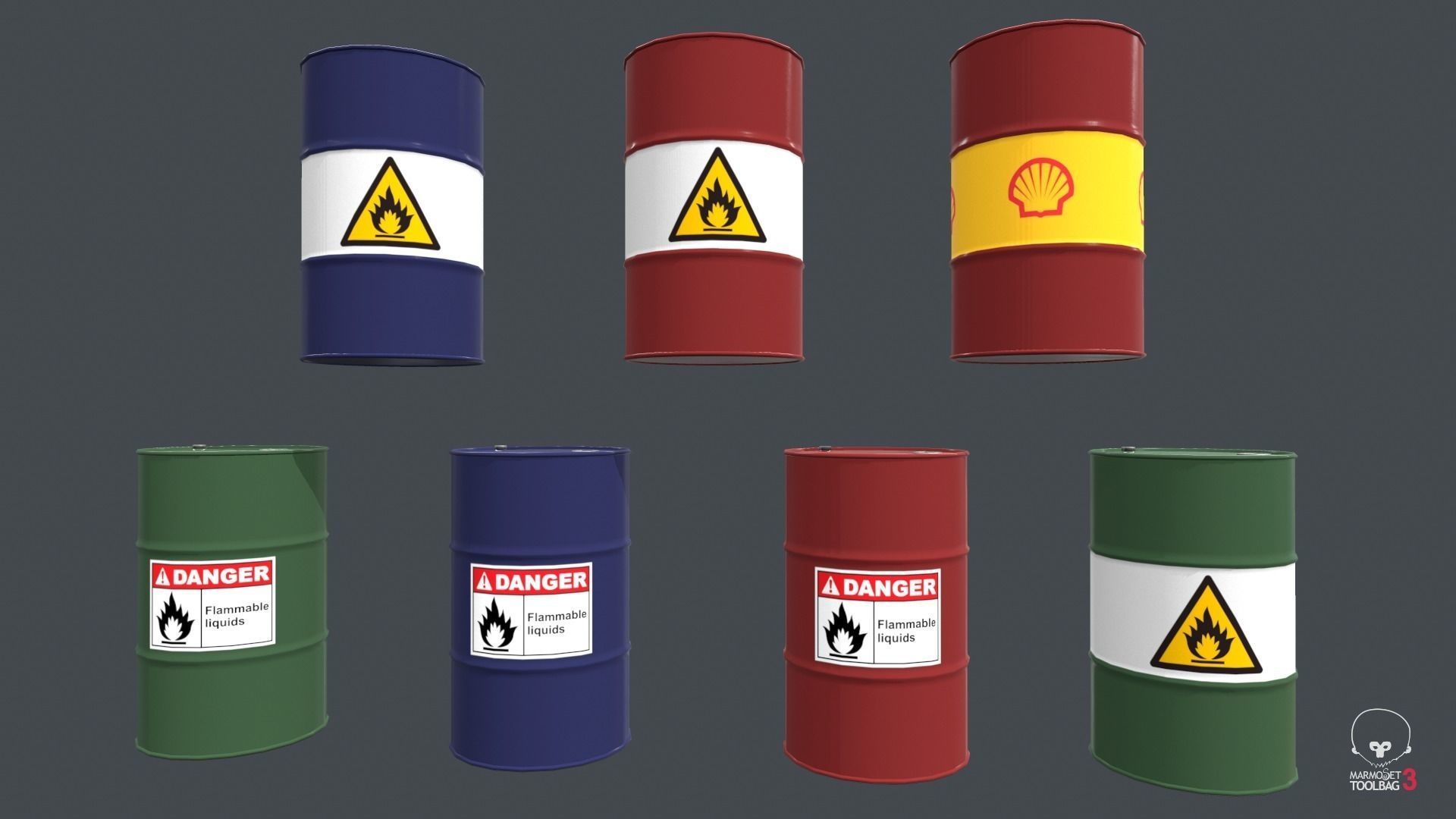 Metal Barrel PBR Game Ready Low-poly 3D model_5