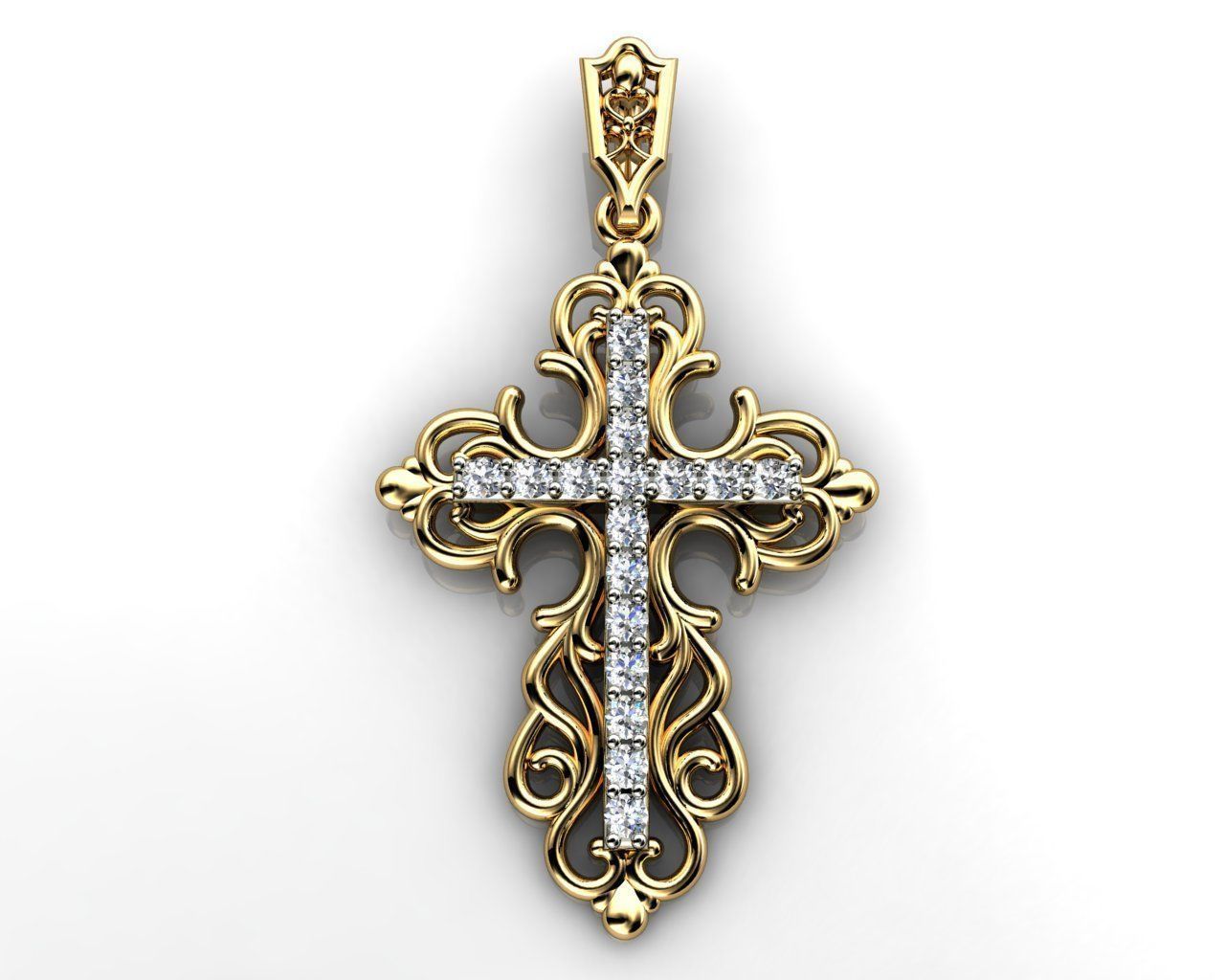 Diamond Cross Pendants 3D print model_1